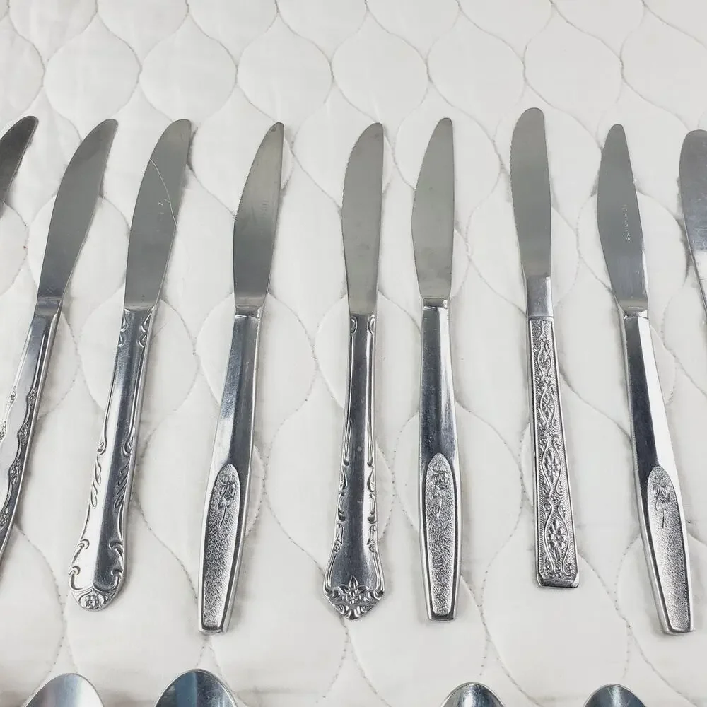 Lot of Silverware 40PCS Knife Spoon Fork Stainless Steel Kitchenware Many Brands